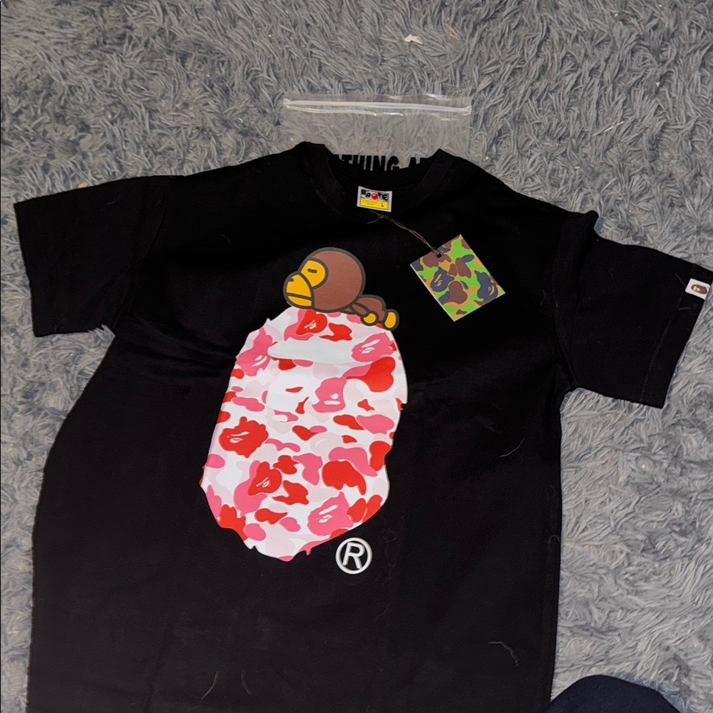 A Bathing Ape Black baby Milo Bape graphic T-Shirt